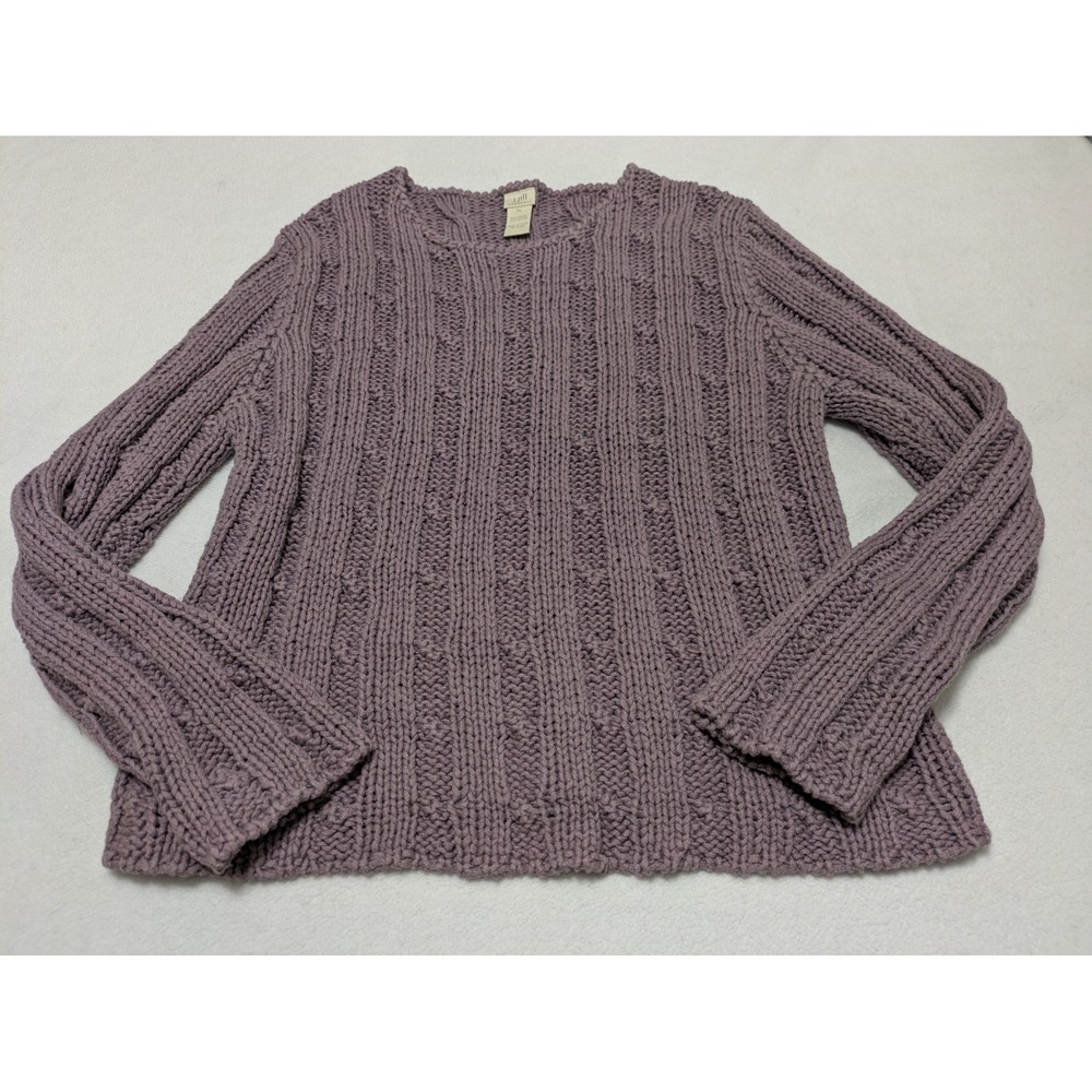 J.Jill Sweater Cable Hand Knit Purple Lilac Chunky Sz XL Grandmacore